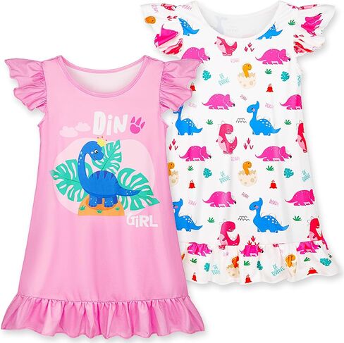 2Pcs Girls Cute Dress Flutter Short Sleeves 3-7 Years Soft Casual Dress in Kuwait