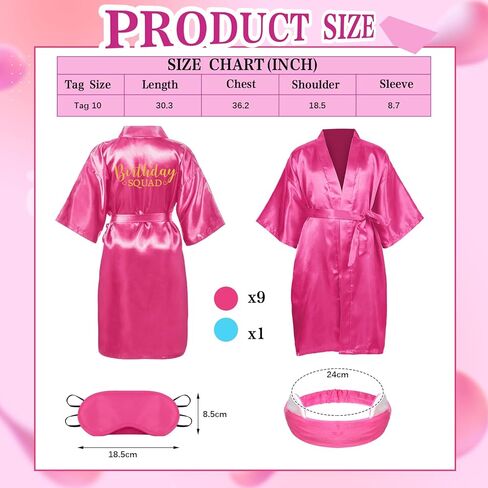 Yahenda 30 Pcs Girls Spa Party Supplies Birthday Princess Robe Birthday Squad Robes Headband Blindfold Set for Party(Rose Red, Blue) in Saudi Arabia