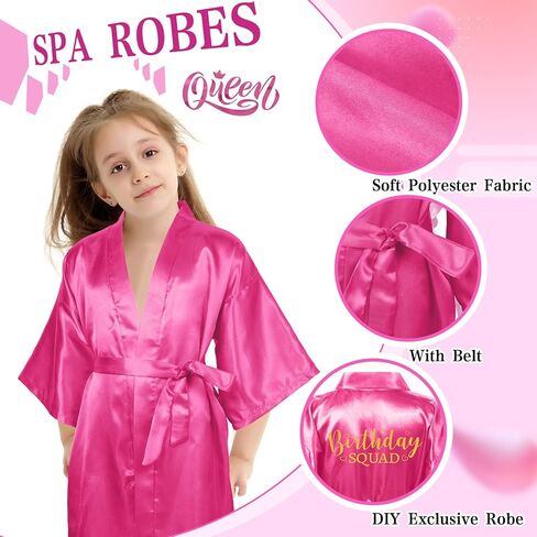 Yahenda 30 Pcs Girls Spa Party Supplies Birthday Princess Robe Birthday Squad Robes Headband Blindfold Set for Party(Rose Red, Blue) in Saudi Arabia