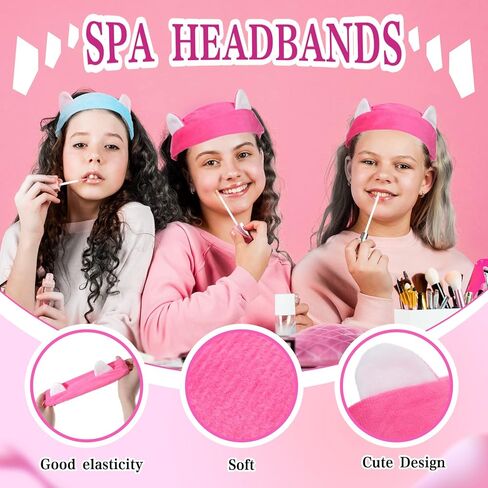 Yahenda 30 Pcs Girls Spa Party Supplies Birthday Princess Robe Birthday Squad Robes Headband Blindfold Set for Party(Rose Red, Blue) in Saudi Arabia