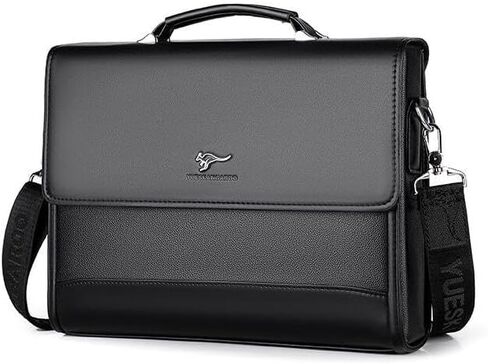 Men‘s Leather Briefcase Handbag- 13" Laptop Bag for Business w Detachable Shoulder Strap, Multiple Compartments Office Bag in Saudi Arabia
