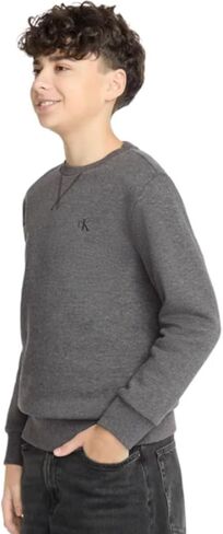 Calvin Klein Boys' Long Sleeve Logo Design French Terry Crewneck Tee (US, Alpha, X-Large, Regular, Grey) in Saudi Arabia