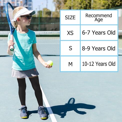 Luwint Long Leg Sleeves for Kids Comfortable Non-Slip UV Protection Thigh Calf Brace Support for Basketball Running Cycling, 1 Pair (Black S) in Saudi Arabia