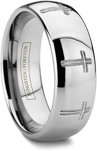 Credendum Catholic Tungsten Wedding Band Religious Tungsten Cross Ring 6mm 8mm in Kuwait