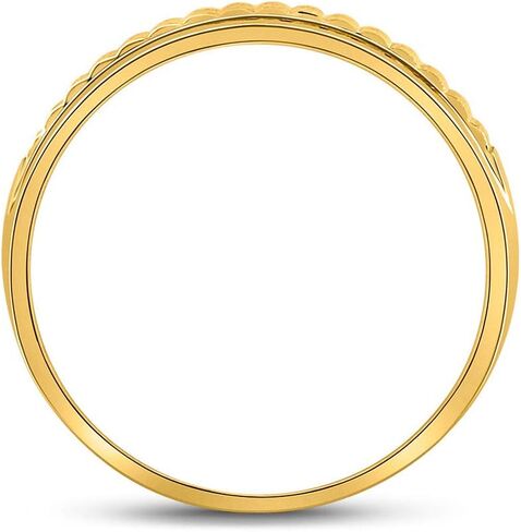 Jewels By Lux 14K Yellow Gold Mens Round Diamond Double Row Matte Textured Wedding Band Ring 1/3 Cttw, Mens Size: 8-12 in Saudi Arabia