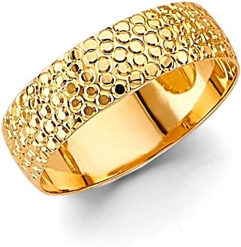 14k Yellow Gold 6mm Diamond-cut Men's Wedding Band in Saudi Arabia