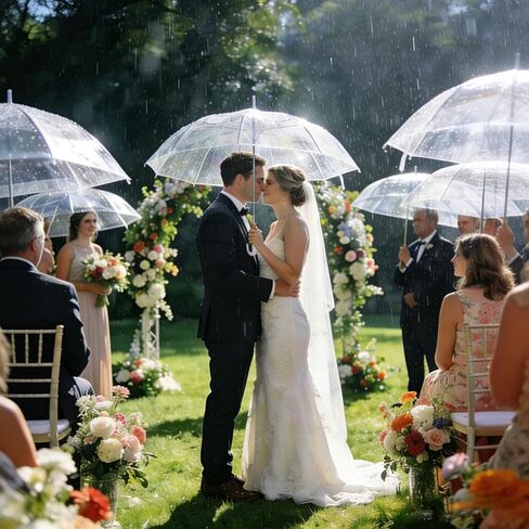 50 قطعة من مظلة الزفاف الشفافة للمطر، مظلات كبيرة مقاومة للرياح مع مقبض خطاف أبيض للضيوف، تصوير حفل زفاف العروس والعريس، حفلة التخرج، الجولف، الحفلات، مظلة شفافة in Kuwait