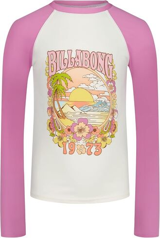 قميص سباحة Billabong للفتيات بأكمام طويلة من Rashguard، حماية من أشعة الشمس بعامل حماية من أشعة الشمس 50+، سريع الجفاف in Kuwait
