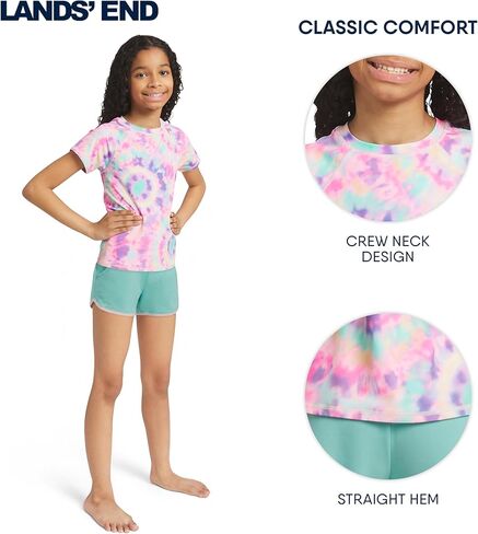 Lands' End Girls Swim UPF 50+ Short Sleeve Sun Tee Rash Guard Shirt in Saudi Arabia