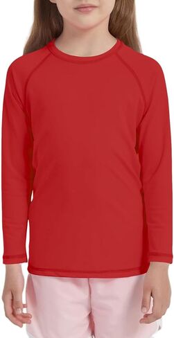 قميص حماية من الطفح الجلدي للأطفال بعامل حماية من الأشعة فوق البنفسجية 50+، قمصان شمسية سريعة الجفاف وأكمام طويلة، قمصان رياضية للأولاد والبنات (5-14 سنة) in Kuwait