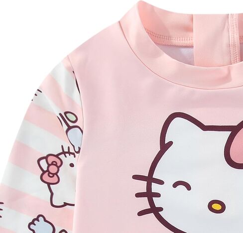 طقم ملابس سباحة Hello Kitty Sanrio للفتيات بعامل حماية من الأشعة فوق البنفسجية 50+ وأكمام طويلة وجزء سفلي بيكيني من قطعتين للأطفال الصغار in Kuwait