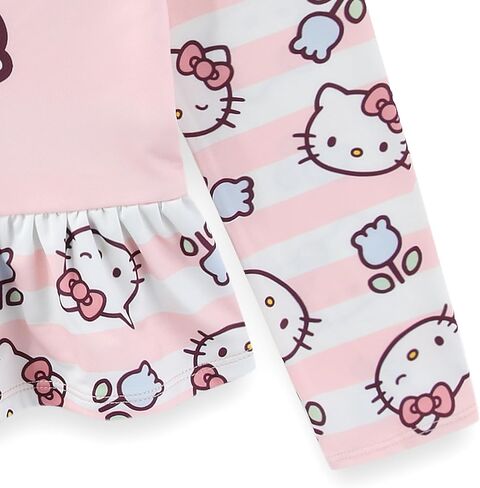 طقم ملابس سباحة Hello Kitty Sanrio للفتيات بعامل حماية من الأشعة فوق البنفسجية 50+ وأكمام طويلة وجزء سفلي بيكيني من قطعتين للأطفال الصغار in Kuwait