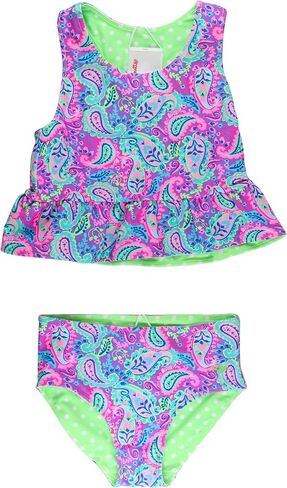 Rufflebutts Baby/Toddler Girls UPF50+ SUN محمية PEPLUM 2 قطعة بلا أكمام in Saudi Arabia