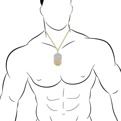 VVS1/D 4.25 Ctw. 14k Solid Yellow Gold Bonded Baguette/Round Cut Lab Grown Diamonds Zodiac Lucky Birth Sign Astrology Horoscope Dog Tag Frame Pendant Charm Chain Neckless Set in Kuwait