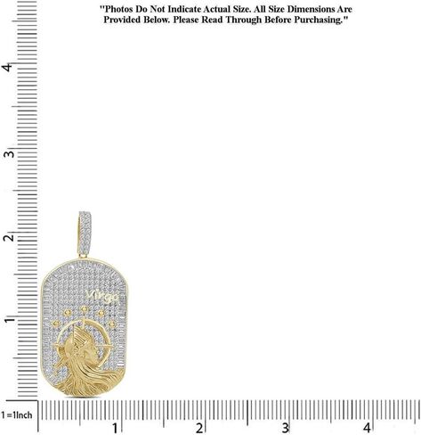 VVS1/D 4.25 Ctw. 14k Solid Yellow Gold Bonded Baguette/Round Cut Lab Grown Diamonds Zodiac Lucky Birth Sign Astrology Horoscope Dog Tag Frame Pendant Charm Chain Neckless Set in Kuwait