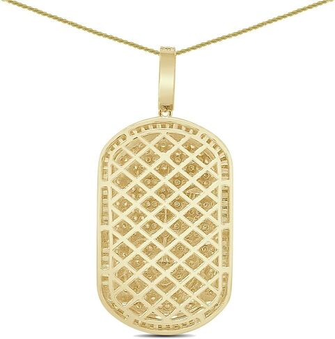 VVS1/D 4.25 Ctw. 14k Solid Yellow Gold Bonded Baguette/Round Cut Lab Grown Diamonds Zodiac Lucky Birth Sign Astrology Horoscope Dog Tag Frame Pendant Charm Chain Neckless Set in Kuwait