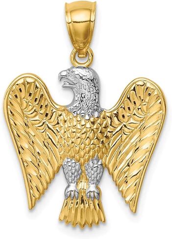 14K Yellow Gold White Rhodium Eagle Pendant in Saudi Arabia