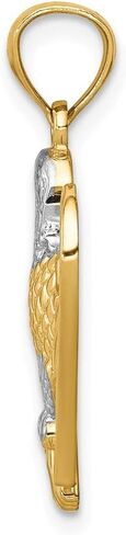 14K Yellow Gold White Rhodium Eagle Pendant in Saudi Arabia