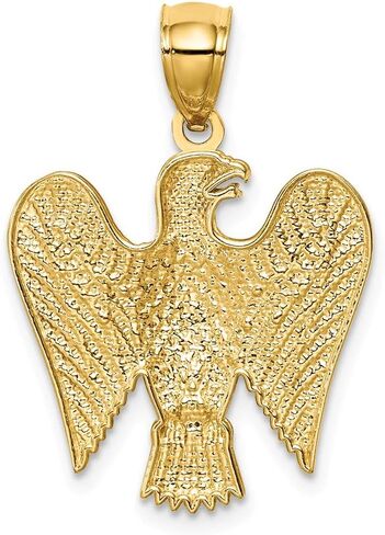 14K Yellow Gold White Rhodium Eagle Pendant in Saudi Arabia