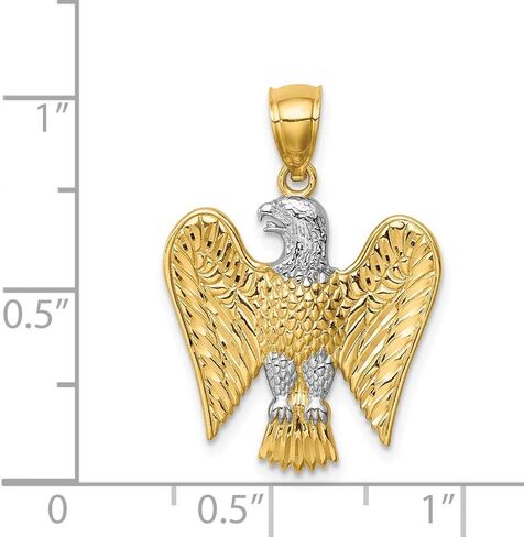14K Yellow Gold White Rhodium Eagle Pendant in Saudi Arabia