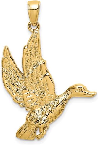 قلادة من الذهب الأصفر عيار 14 قيراط 2-D FLYING MALLORD DUCK - 35 مم × 25 مم in Kuwait