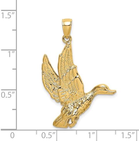 قلادة من الذهب الأصفر عيار 14 قيراط 2-D FLYING MALLORD DUCK - 35 مم × 25 مم in Kuwait