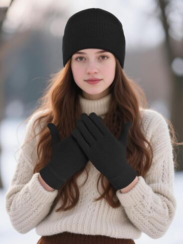 URATOT 24 Pack Winter Beanies Hats and Winter Magic Gloves Men Women Winter Gloves Beanie Set in Saudi Arabia
