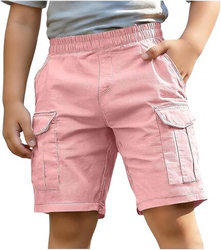 Boys Pull On Cargo Shorts Multi Pockets Kids Elastic Waisted Shorts Summer Beach Casual Short Pants for Hiking 4-13 Years in Saudi Arabia
