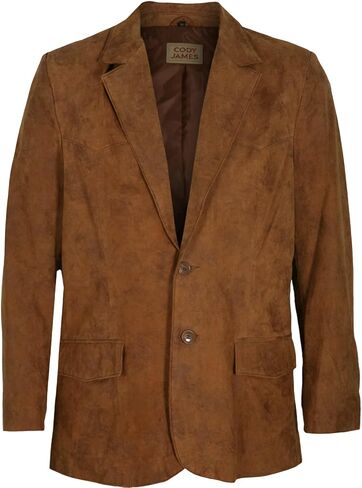 Cody James Men's Leather Blazer Brown 44 R in Saudi Arabia