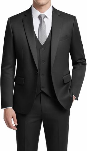 MAGE MALE Men's 3 Piece Suit Slim Fit One Button Business Wedding Formal Blazer Jacket Vest Pants Set in Saudi Arabia