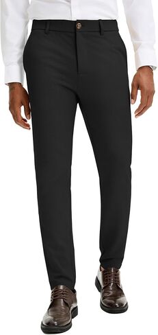 JEMLDL Men's Stretch Athletic Dress Pants Slim Fit Tapered Slacks Breathable Mesh Golf Suit Trousers with 5 Pockets in Kuwait