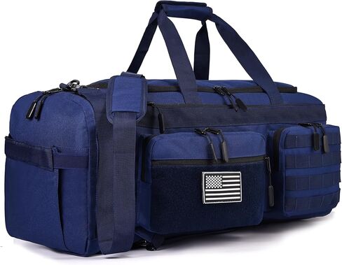 LHI 50L Tactical Duffle Bag for Men, 3-in-1 Gym Duffle and Backpack, Shoe Compartment, Laptop Sleeve and MOLLE, Carry-On Travel Weekender and Overnight Bag – Black in Kuwait