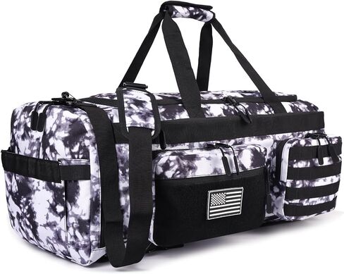 LHI 50L Tactical Duffle Bag for Men, 3-in-1 Gym Duffle and Backpack, Shoe Compartment, Laptop Sleeve and MOLLE, Carry-On Travel Weekender and Overnight Bag – Black in Kuwait