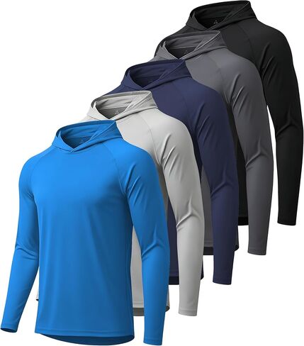 5 قطع قمصان رجالي بعامل حماية من أشعة الشمس 50+ للحماية من الشمس وأكمام طويلة من الأشعة فوق البنفسجية بعامل حماية من الشمس SPF قمصان خفيفة الوزن للجري والحماية من الشمس in Kuwait