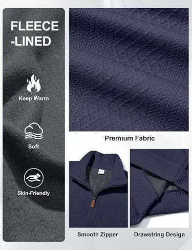 Men's Casual Quarter Zip Sweatshirt Pullover Sweater Casual Long Sleeve Stand Collar Quarter Sweaters in Kuwait