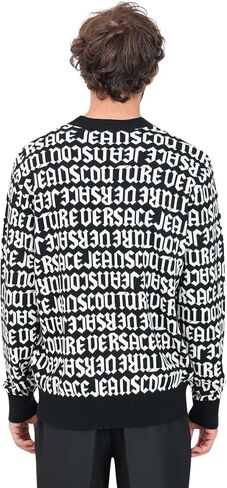 VERSACE JEANS COUTURE ملابس تريكو للرجال مصنوعة من مزيج الصوف باللونين الأسود/الأبيض، مقاس XL in Saudi Arabia