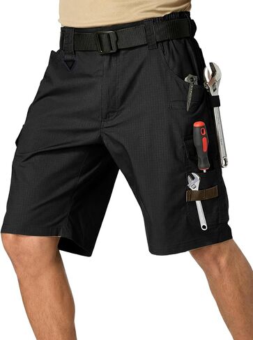 شورت رجالي للعمل، مقاوم للماء، شورت تكتيكي للتنزه سيرًا على الأقدام وصيد الأسماك مع 14 جيبًا (بدون حزام) in Kuwait