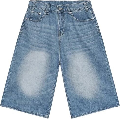 HUNGSON رجل فضفاض شورتات جينز للرجال النساء فضفاضة تناسب طويلة Y2k متزلج خمر عادي Jorts عادية واسعة الساق 16.5 بوصة درزة داخلية in Kuwait