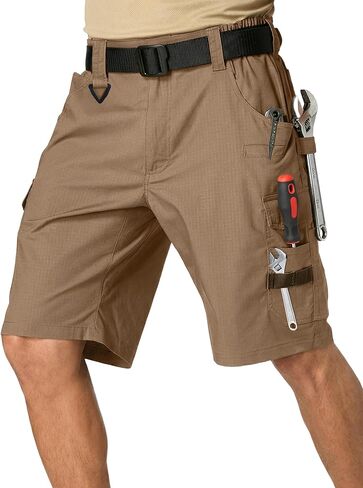 شورت رجالي للعمل، مقاوم للماء، شورت تكتيكي للتنزه سيرًا على الأقدام وصيد الأسماك مع 14 جيبًا (بدون حزام) in Kuwait