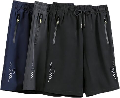 3 Pcs - Men's Shorts 5" Inseam Athletic Gym with Pockets Breathable Basketball Training Casual Running Active Shorts in Saudi Arabia