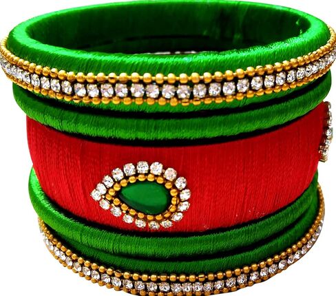 Silk Thread Bangle Set Multicolor in and Size Combination in Saudi Arabia