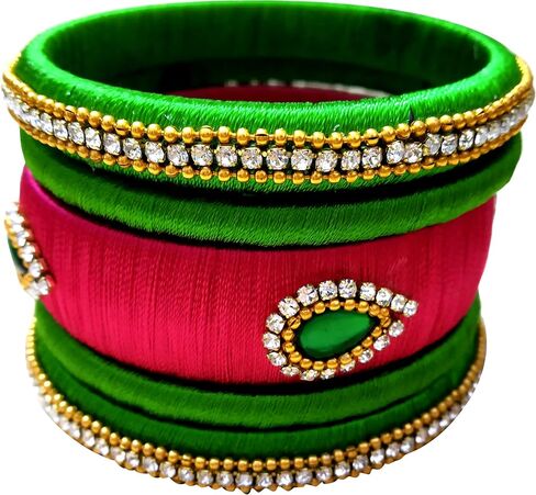 Silk Thread Bangle Set Multicolor in and Size Combination in Saudi Arabia
