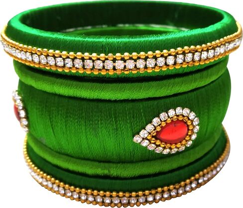 Silk Thread Bangle Set Multicolor in and Size Combination in Saudi Arabia