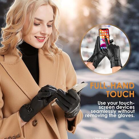 Dsane Womens Winter Leather Gloves Touchscreen Texting Warm Driving Lambskin Gloves for Christmas Gifts in Kuwait