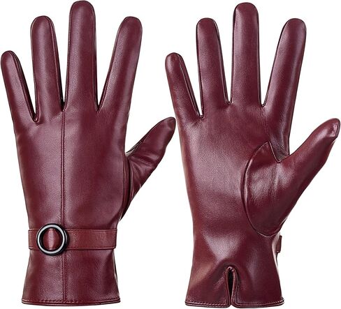 Dsane Womens Winter Leather Gloves Touchscreen Texting Warm Driving Lambskin Gloves for Christmas Gifts in Kuwait