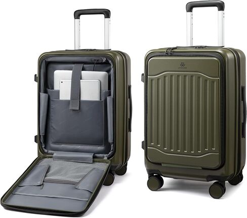 LOVEVOOK Carry On Luggage 22x14x9 معتمدة من شركة الطيران، حقيبة ذات هيكل صلب قابلة للتوسيع مع عجلات دوارة، ومنفذ شحن USB وجيب أمامي، وحقيبة سفر صلبة من الكمبيوتر الشخصي مع قفل TSA للسفر in Kuwait
