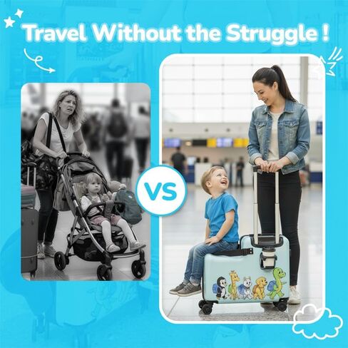 Ride-On Suitcase for Kids | Easy Travel 20" Carry-On Kids Ride On Luggage with Smooth Spinner Wheels in Saudi Arabia