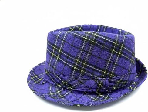 GiftExpress Mardi Gras Fedora Hat, Purple Plaid Costume Party Hat for Men and Women, Parade & Photo Booth Accessory, One Size Fits Most Adults in Saudi Arabia