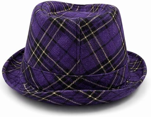 GiftExpress Mardi Gras Fedora Hat, Purple Plaid Costume Party Hat for Men and Women, Parade & Photo Booth Accessory, One Size Fits Most Adults in Saudi Arabia