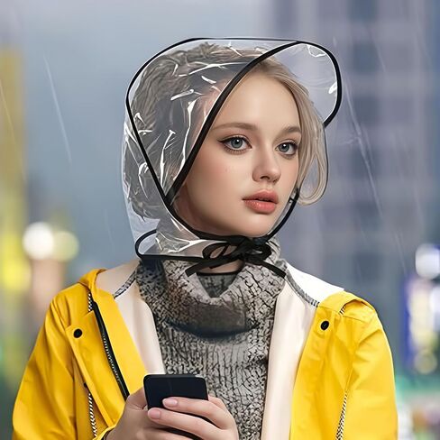 6pcs Rain Bonnet with Visor Clear, Fashionable Waterproof Plastic Rain Scarf, Rain Hat for Men Women in Saudi Arabia